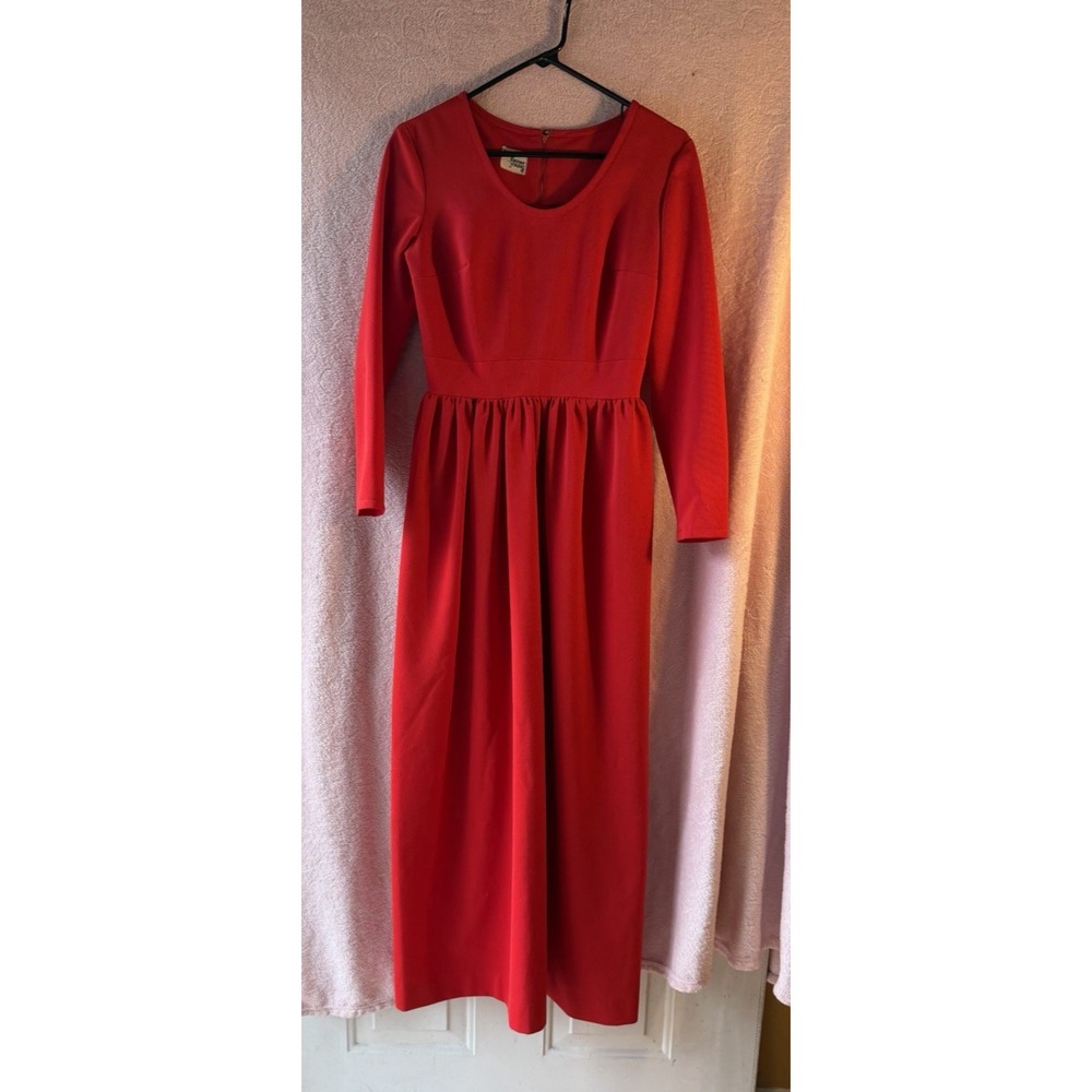 VTG‎ Puritan Forever Young Red Maxi Dress 60s 70s Mod Handmaid Style